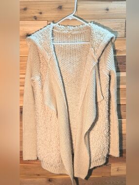 Textured Open-Front Hooded Cardigan By Ripcurl - Size S - Cream Color